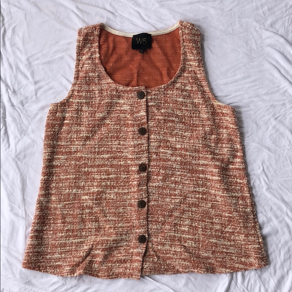 Coral Buttoned Tank Top